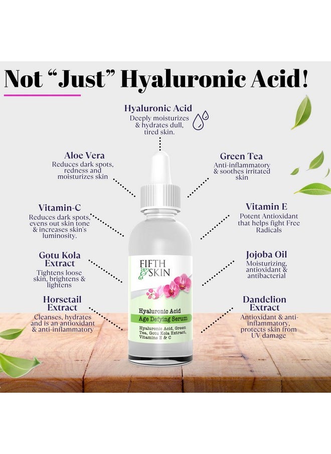 Fifth & Skin Age Defying Face Serum w/Hyaluronic Acid, Vit C & E | BIG 2 OZ. | Made in USA | Vegan | Cruelty Free | Wrinkles | Plump Fine Lines | Dry Skin  - Image 4