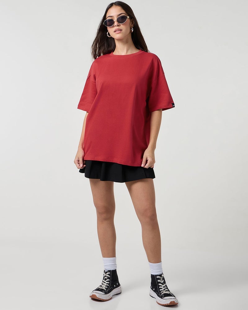 bewakoof Women's Salsa Red Oversized T-shirt - Image 5
