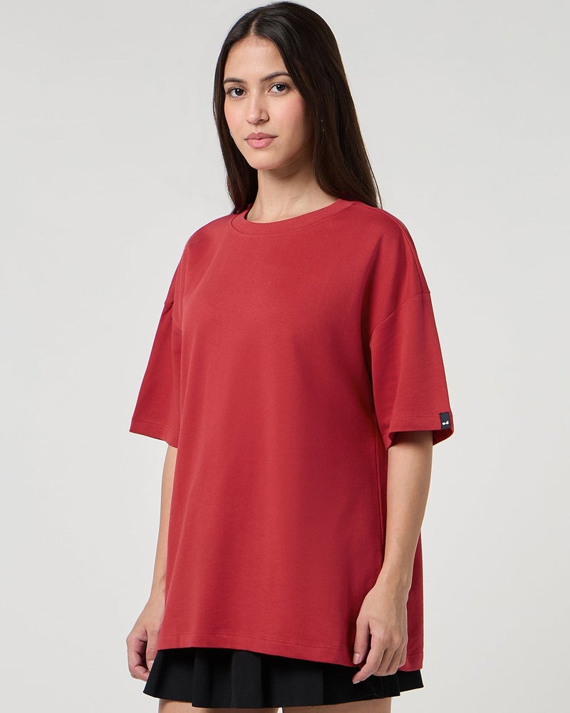 bewakoof Women's Salsa Red Oversized T-shirt - Image 1