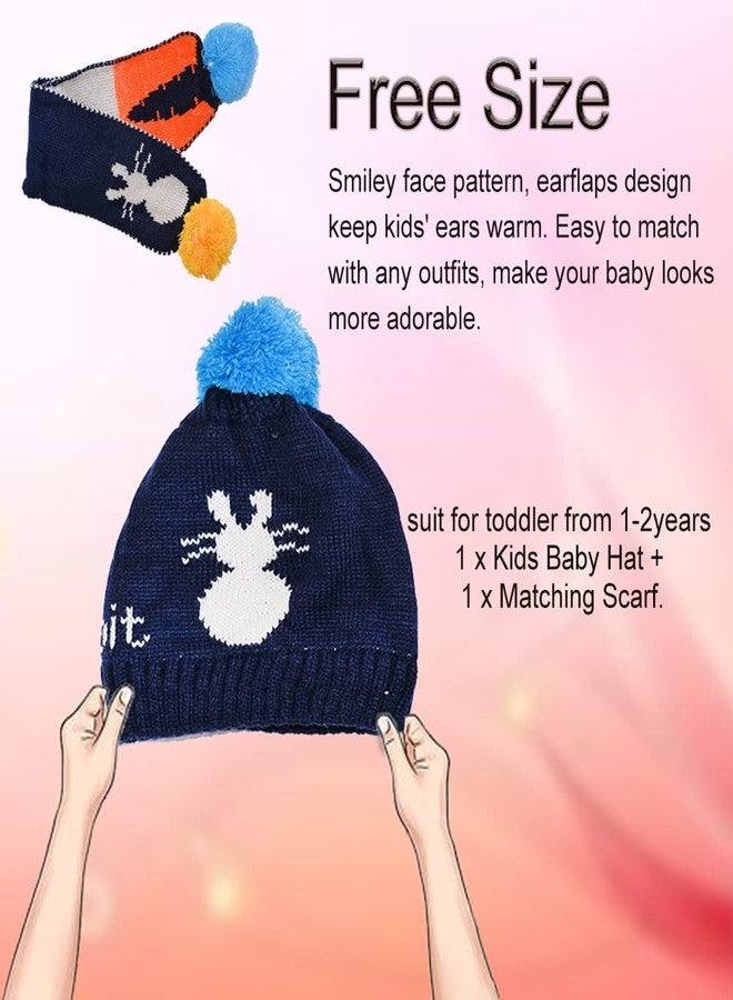 NIUE 2Pcs Winter Warm Earflap Beanie Cap with Knitted Muffler Set Baby Caps for Unisex Baby Boys and Baby Girls (Blue)-(1-3Years) - Image 5