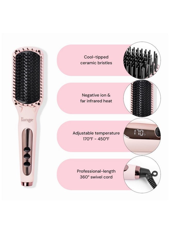 L'ANGE HAIR - L'ANGE HAIR Le Vite Straightening Brush | Heated Straightener Flat Iron for Smooth, Anti Frizz Hair | Dual-Voltage Electric Brush Straightener | Hot Brush for Styling - Image 1