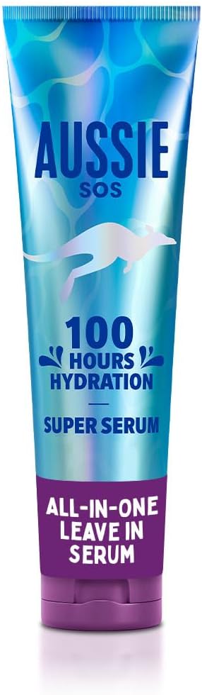 Aussie Super Serum Leave In Conditioner Hair Serum Treatment For Dry Damaged Hair 100 Hours of Hydration Smooth Soften Detangle Prevent Split Ends and Boost Shine 160ml
