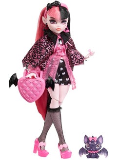MONSTER HIGH Doll Draculaura With Accessories And Pet Bat Posable Fashion Doll With Pink And Black Hair Hhk51  - Image 1