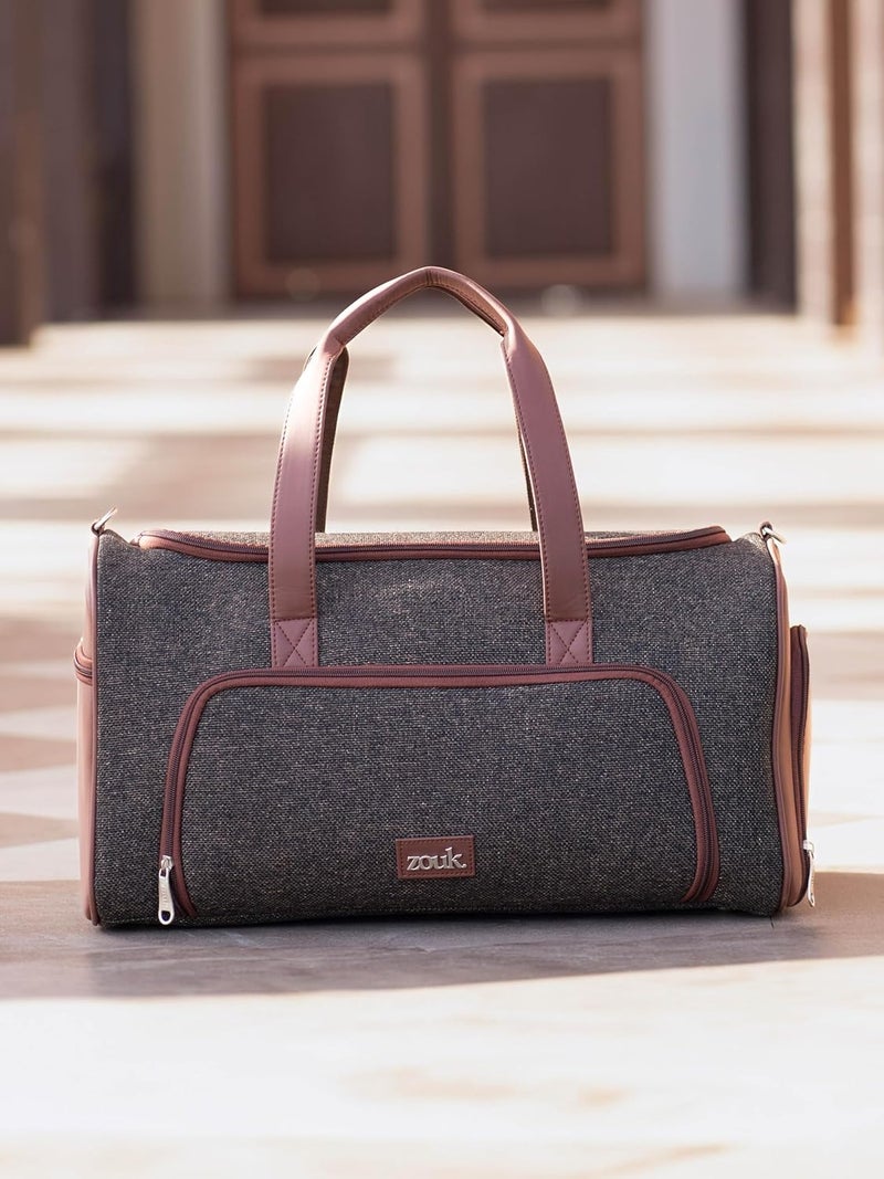 ZOUK حقيبة دفل نهاية الأسبوع | حقيبة سفر مع قسم للأحذية وسوستة لعربة | حقيبة دفل واسعة، قابلة للطي، وخفيفة الوزن للرجال والنساء | مقاومة للماء | بريستيل - Image 3