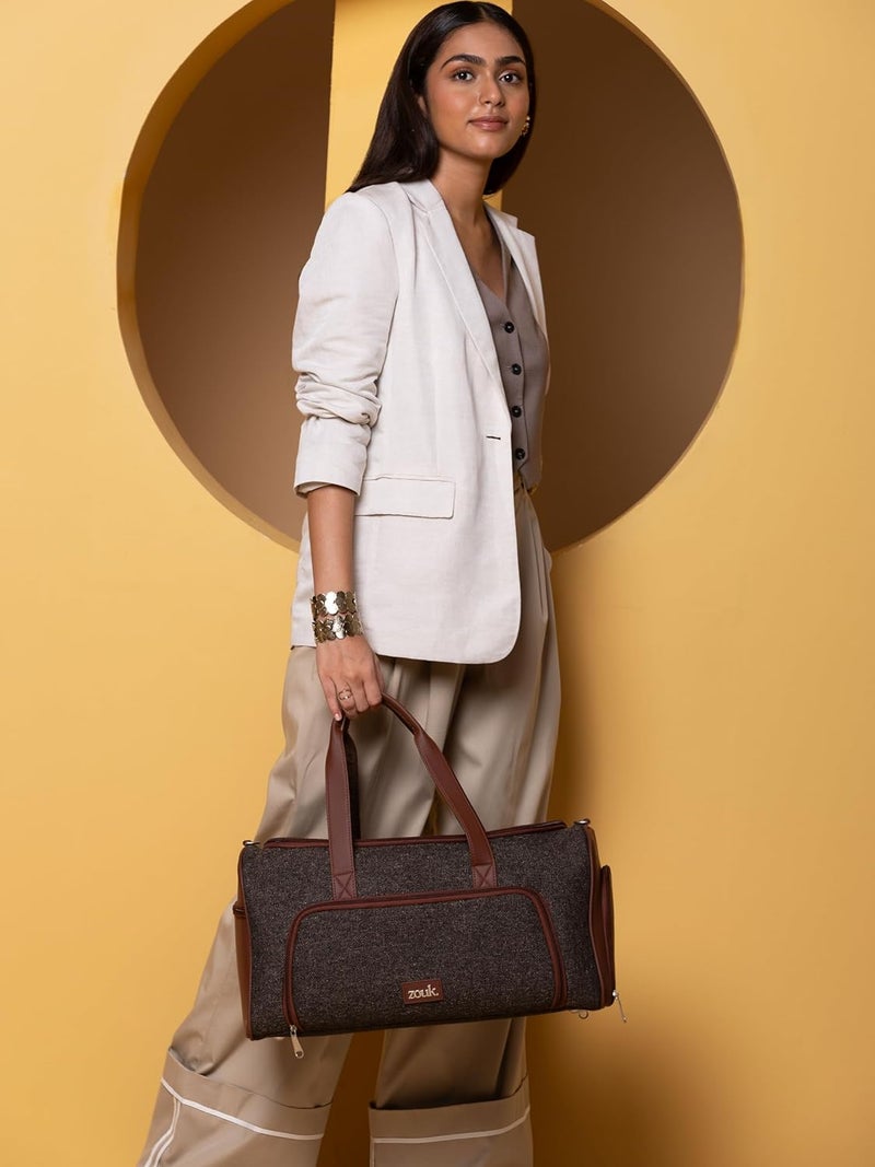 ZOUK حقيبة دفل نهاية الأسبوع | حقيبة سفر مع قسم للأحذية وسوستة لعربة | حقيبة دفل واسعة، قابلة للطي، وخفيفة الوزن للرجال والنساء | مقاومة للماء | بريستيل - Image 1