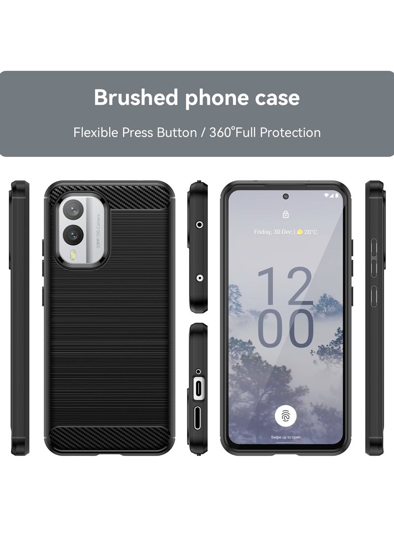 HuHa Case Cover For Nokia X30 Brushed Texture Carbon Fiber TPU Phone Case Black  - Image 2
