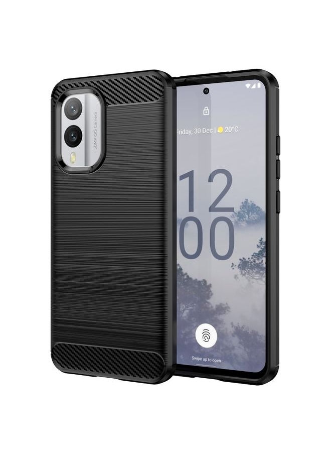 HuHa Case Cover For Nokia X30 Brushed Texture Carbon Fiber TPU Phone Case Black  - Image 1