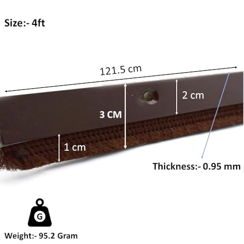 RAB Vinyl Door Seal Bottom Brush Dust Stopper Strip for Home Plate with Nylon Brush - Brown (4 fit, Brown) (Pack of 2 PCS) - Image 4