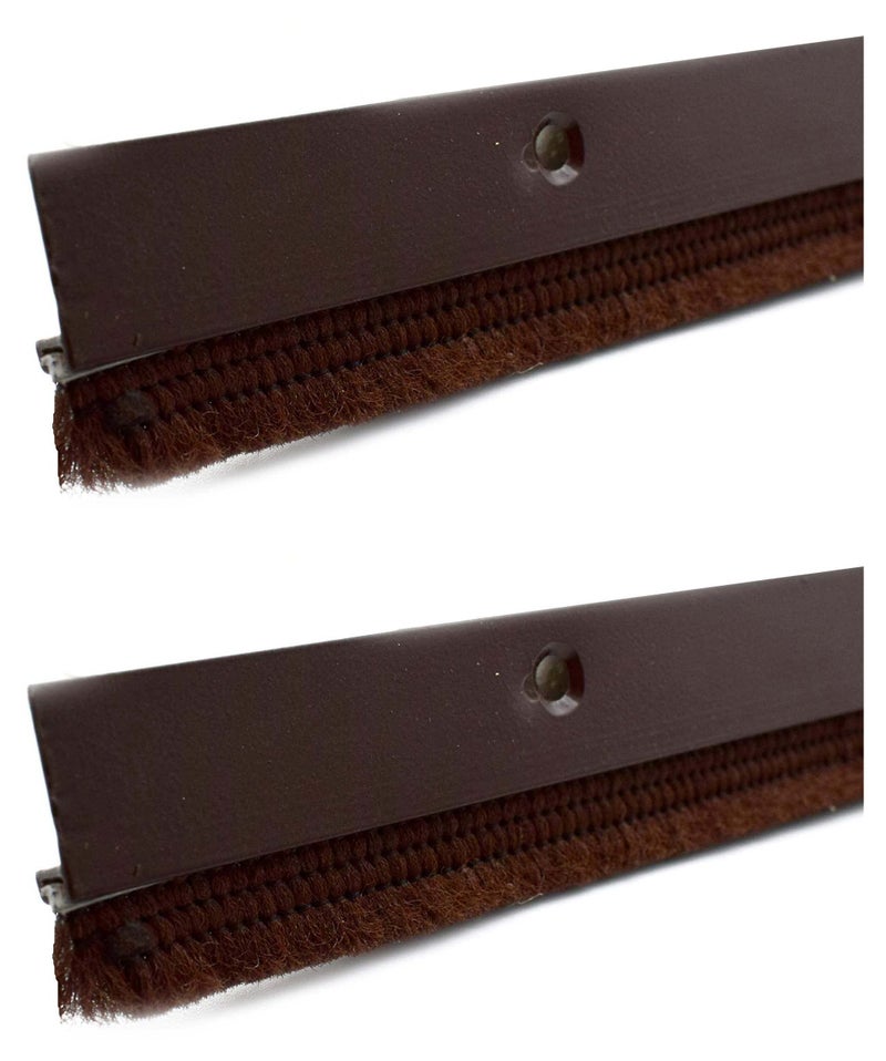RAB Vinyl Door Seal Bottom Brush Dust Stopper Strip for Home Plate with Nylon Brush - Brown (4 fit, Brown) (Pack of 2 PCS) - Image 1
