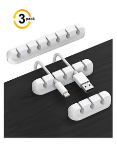 بيوينتي مشبك إدارة كابلات الطاقة - كابلات USB - كابلات التلفزيون - أجهزة الكمبيوتر - المنزل والمكتب - كابلات سطح المكتب - مشبك كابل مكون من 3 قطع باللون الأبيض  - Image 1
