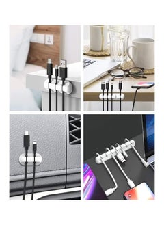 بيوينتي مشبك إدارة كابلات الطاقة - كابلات USB - كابلات التلفزيون - أجهزة الكمبيوتر - المنزل والمكتب - كابلات سطح المكتب - مشبك كابل مكون من 3 قطع باللون الأبيض  - Image 2
