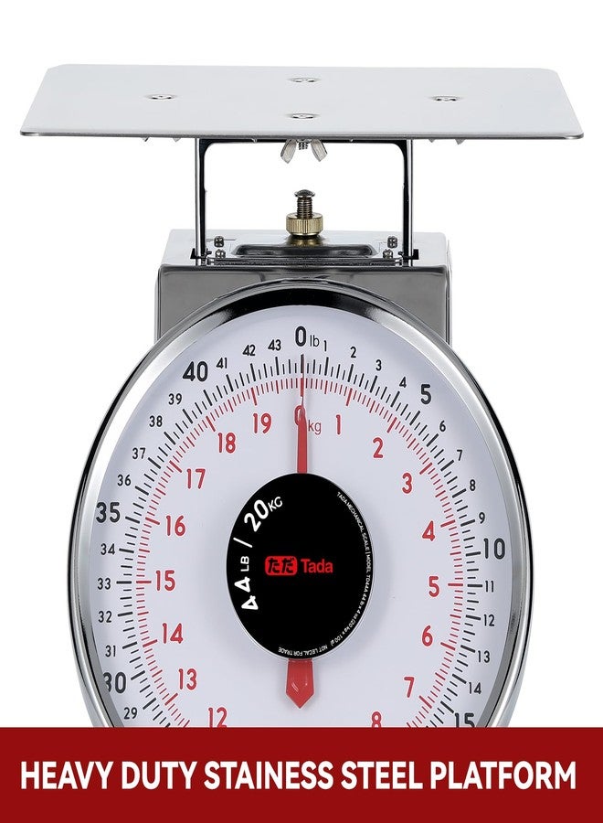 ta da Tada 44 LBS Stainless Steel Mechanical Kitchen Scale Heavy Duty Portion-Control Food Scale Produce Scale with Stainless Steel Platform - Image 3