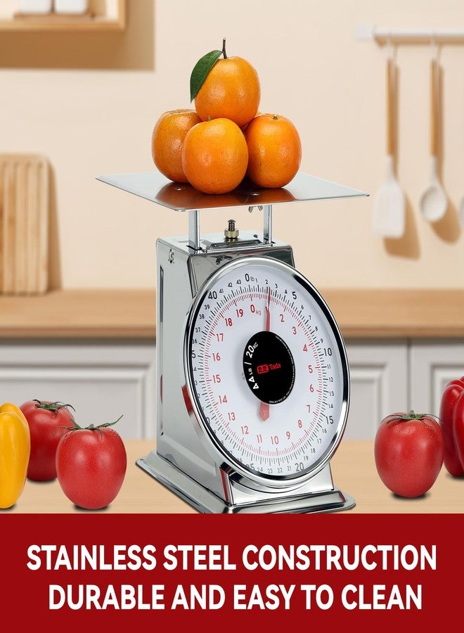 ta da Tada 44 LBS Stainless Steel Mechanical Kitchen Scale Heavy Duty Portion-Control Food Scale Produce Scale with Stainless Steel Platform - Image 5