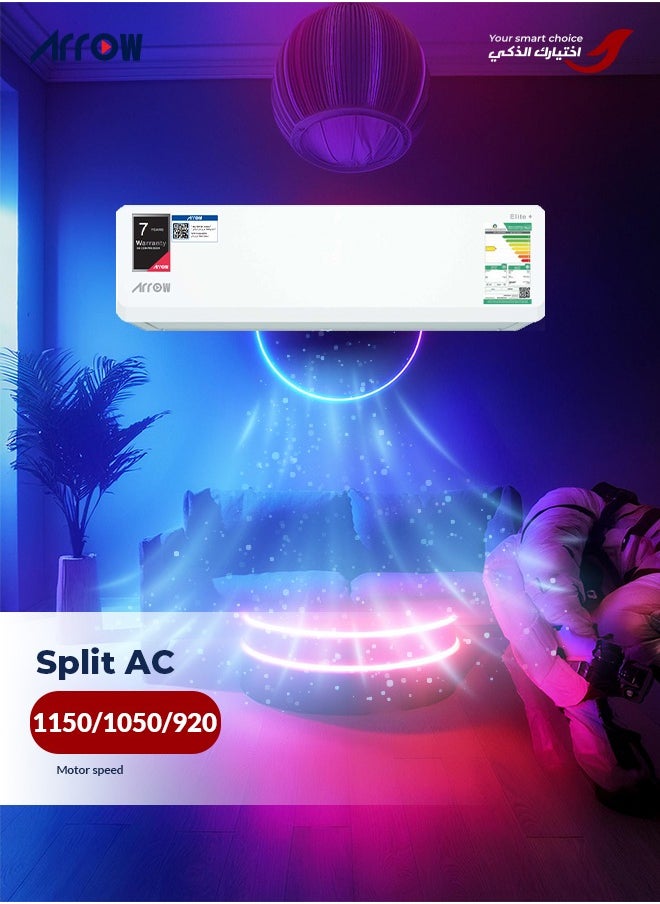 Arrow - 12,600 BTU Split AC, Cooling & Heating, With Remote Control, 3,050 BTU Heating Capacity, Double Layer Air Louver, Auto Cleaner, 4D Airflow, Sleep Mode | Model Name: RO-12SCD-H - Image 1