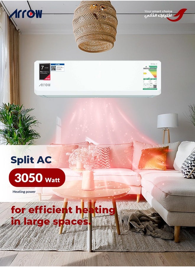 Arrow - 12,600 BTU Split AC, Cooling & Heating, With Remote Control, 3,050 BTU Heating Capacity, Double Layer Air Louver, Auto Cleaner, 4D Airflow, Sleep Mode | Model Name: RO-12SCD-H - Image 1