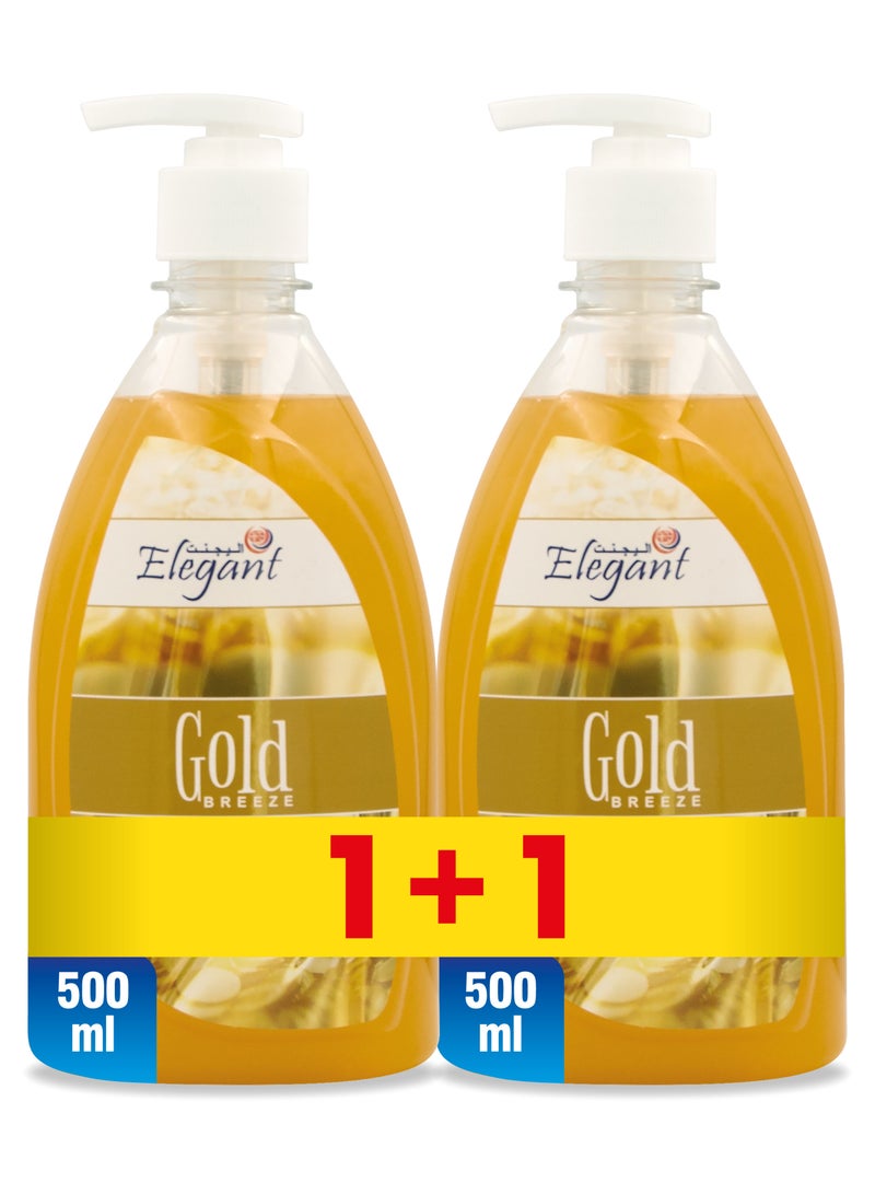 Elegant غسول اليدين السائل جولد بريز 500 مل، مجموعة من قطعتين - Image 1