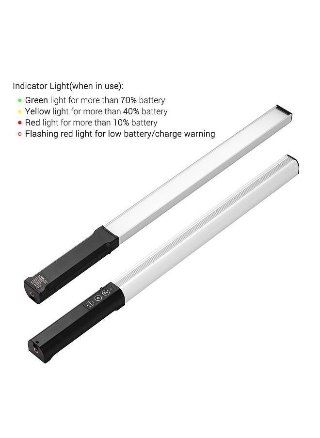 RGB Handheld LED Light Wand Rechargeable Photography Light Stick 10 Lighting Modes 12 Brightness Levels 1000 Lumens 3200-5600K Color Temperature with Portable Bag Hanging Loop Remote Control