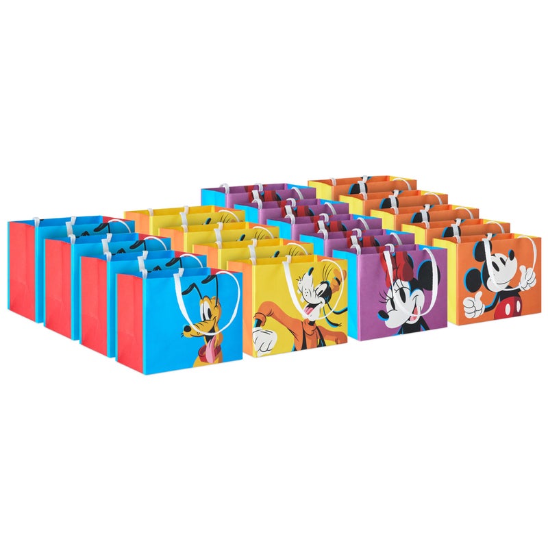 Hallmark Disney 4" Mini Gift Bags (18 Bags: Mickey, Minnie, Goofy, Pluto) for Party Favors, Gift Cards, Classroom Treats - Image 1