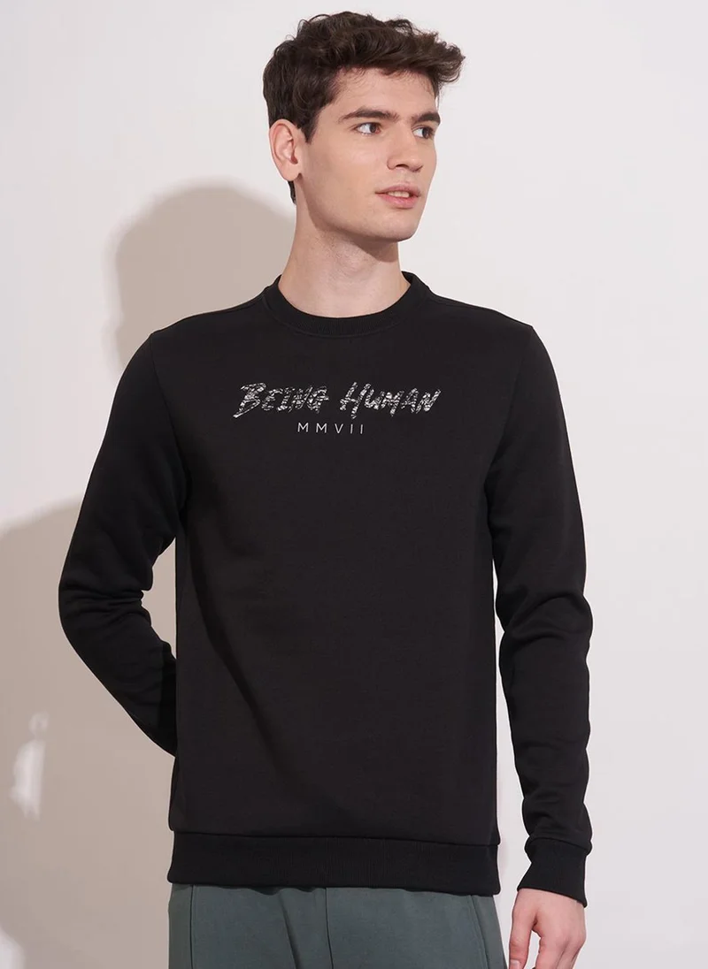 Being Human Men Graphic Printed Round Neck Ribbed Hemline  Sweatshirt