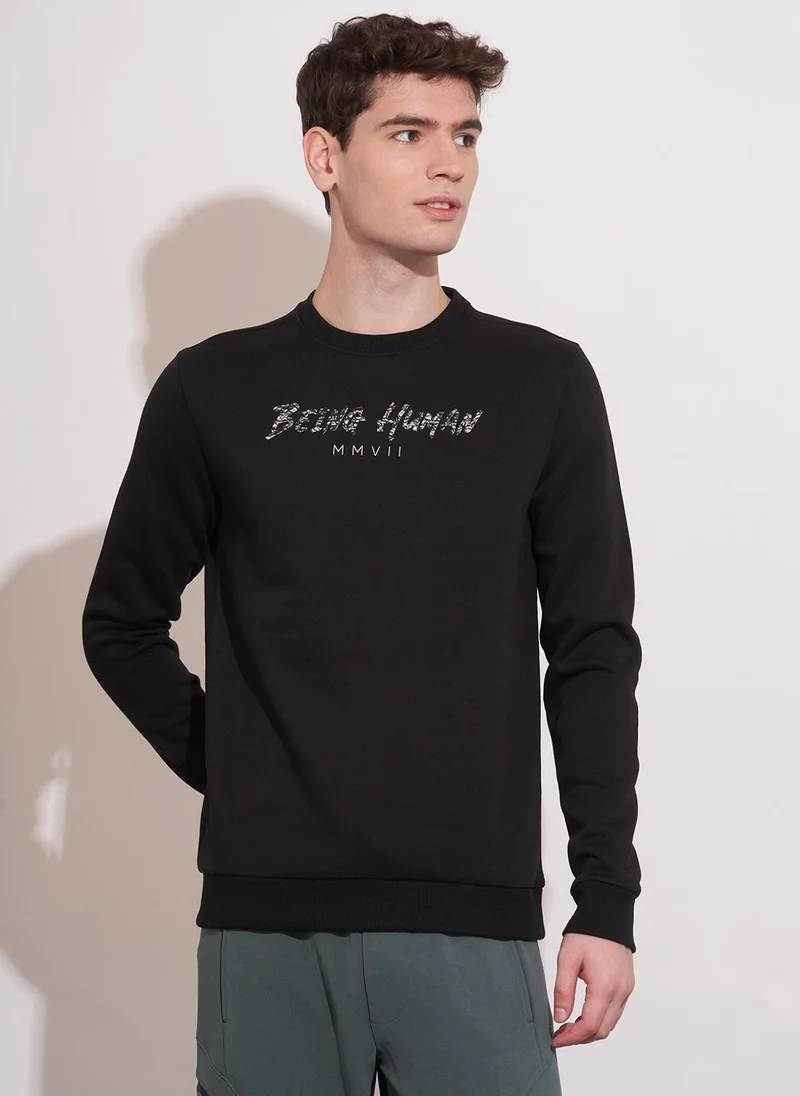 Being Human Men Graphic Printed Round Neck Ribbed Hemline  Sweatshirt