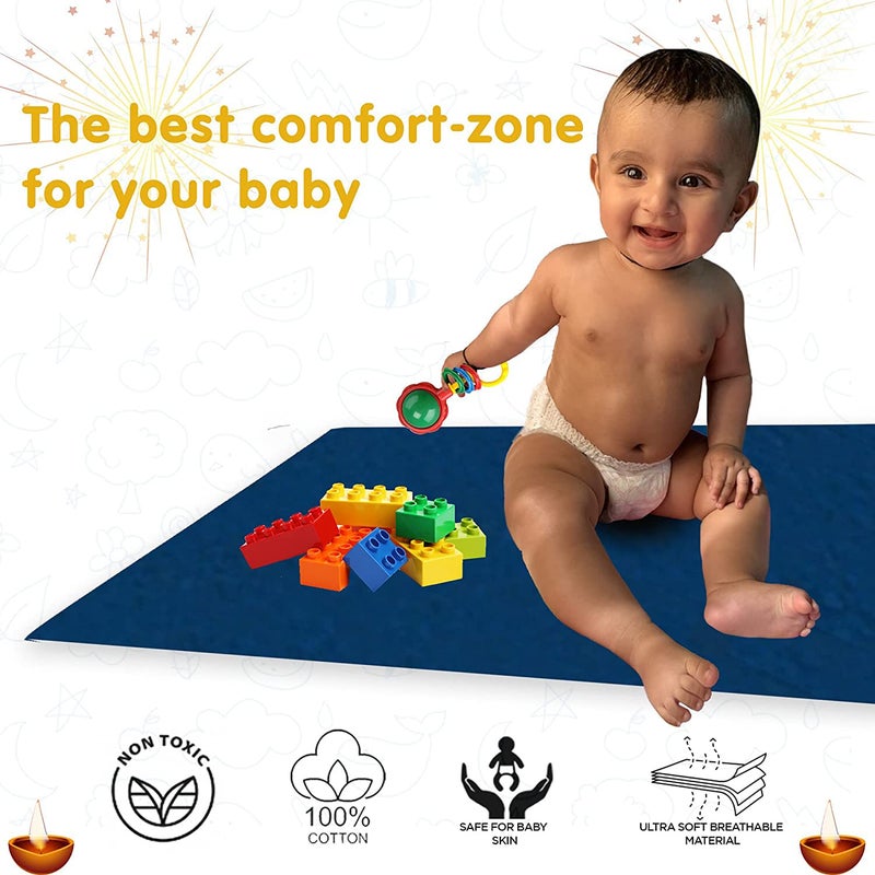 A CUBE LUXURY SOLUTIONS Waterproof Baby Bed Protector Dry Sheet for Newborn Babies Baby Water Resistant Small Size Dry Blue Sheet 50X70CM - Image 2