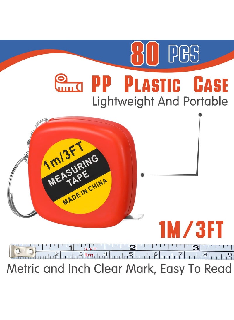 Excefore Small Tape Measure Bulk, 80 Pcs 3 Ft 1M Mini Measuring Tape Retractable Tape with Lock, Pocket Portable Measurement Tape Bulk for Construction Party Favors Birthday Gift Daily, 4 Colors - Image 5