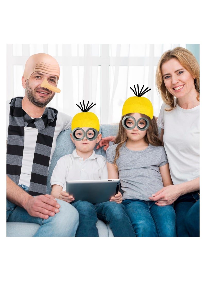 SYOSI 3PCS Costume Accessories, Adult Steampunk Goggles Glasses,, Yellow Beanie Hats, Gloves Women Halloween Party Set, Retro Novelty Costumes Accessories Kids & Adults, Vintage Punk Gothic Cosplay  - Image 4