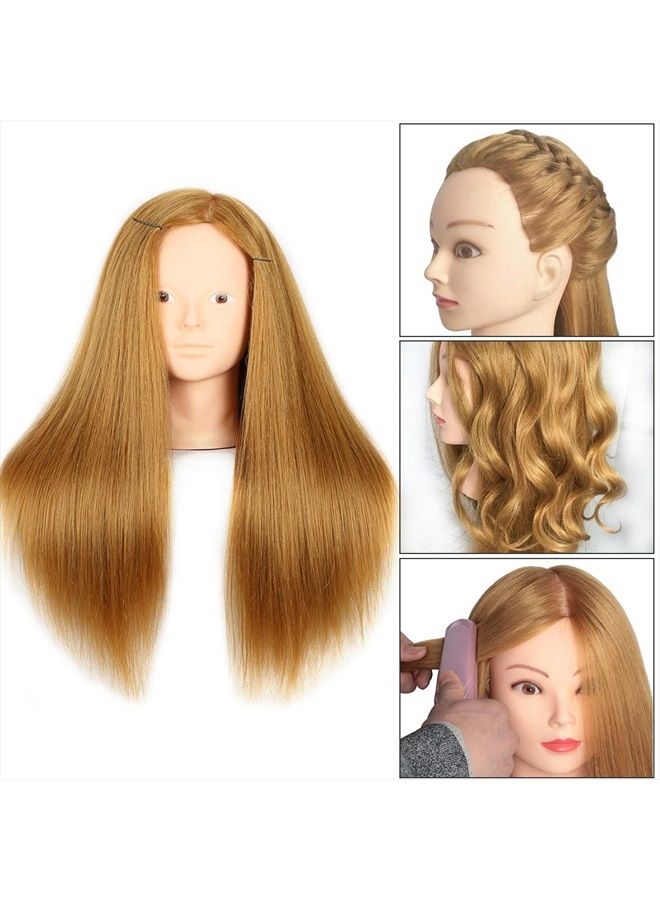 Leeven 20 Inch Mannequin Head 60% Human Hair Styling Training Head Manikin Cosmetology Head Hair Hairdressing training Face Makeup Practice head 27# - Image 2