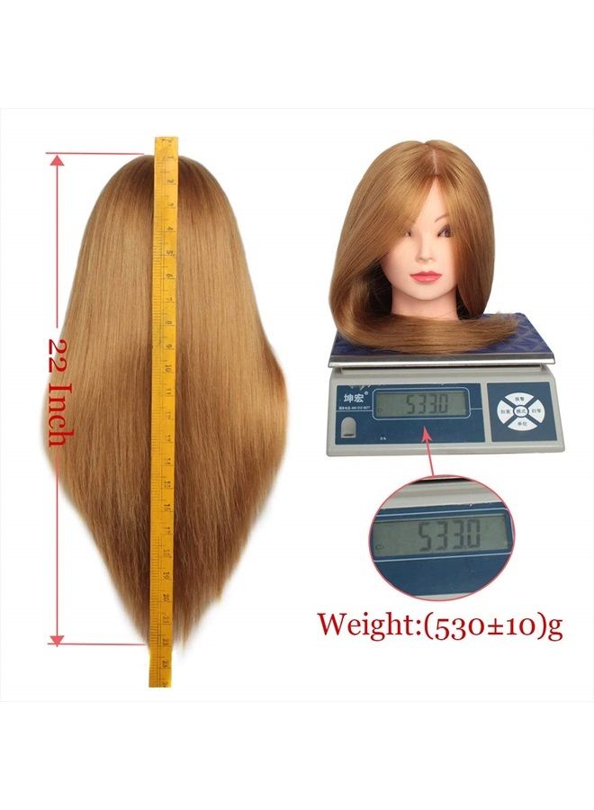 Leeven 20 Inch Mannequin Head 60% Human Hair Styling Training Head Manikin Cosmetology Head Hair Hairdressing training Face Makeup Practice head 27# - Image 3