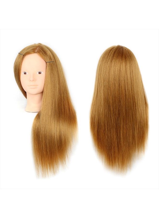 Leeven 20 Inch Mannequin Head 60% Human Hair Styling Training Head Manikin Cosmetology Head Hair Hairdressing training Face Makeup Practice head 27# - Image 1