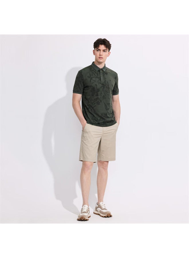 DANCING WOLVES Dancing With Wolvescasual Commuting Dark Pattern Printed Breathable Men's Short Sleeve Polo 202 Dark Green 185 - Image 3