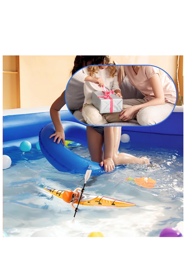 Excefore - Remote Control Boat for Kids with LED Lights, 2.4GHz Simulated RC Kayak with Paddle for Lake, River, Pool, and Bathtub, Balance Water Toys for Boys and Girls, Cool Gifts for Kids 4-12 (Orange) - Image 1