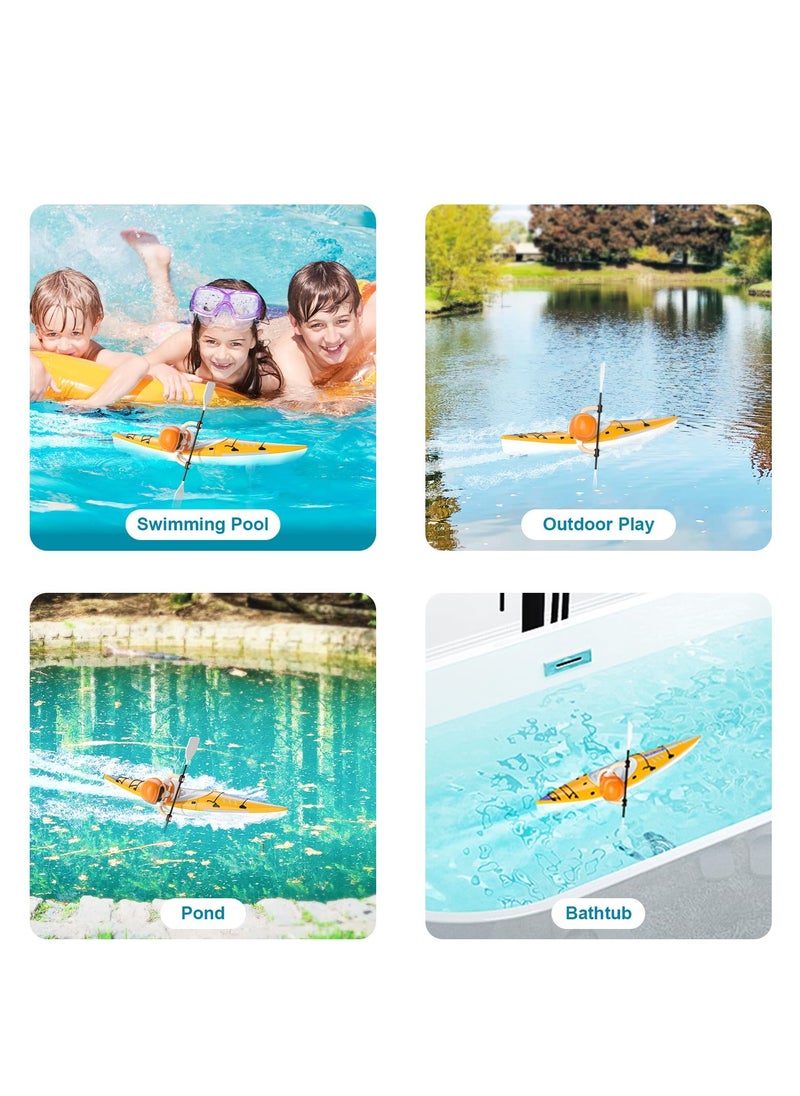 Excefore - Remote Control Boat for Kids with LED Lights, 2.4GHz Simulated RC Kayak with Paddle for Lake, River, Pool, and Bathtub, Balance Water Toys for Boys and Girls, Cool Gifts for Kids 4-12 (Orange) - Image 1