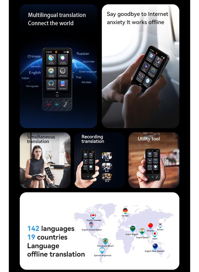 جهاز الترجمة الصوتية الذكية – ترجمة فورية وبدون إنترنت، يدعم أكثر من 142 لغة، ترجمة نصوص وصور، مثالي للأعمال والسفر لتواصل دقيق - Image 4