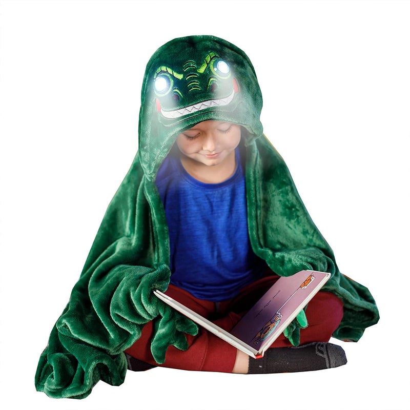 Tusmad Tusmad Bright Eyes Blanket Super Softfor Kids with LED Lights Hoodedt Robe Comfy Throw Dinosaur Warm Fuzzy Animal t Machine Washable