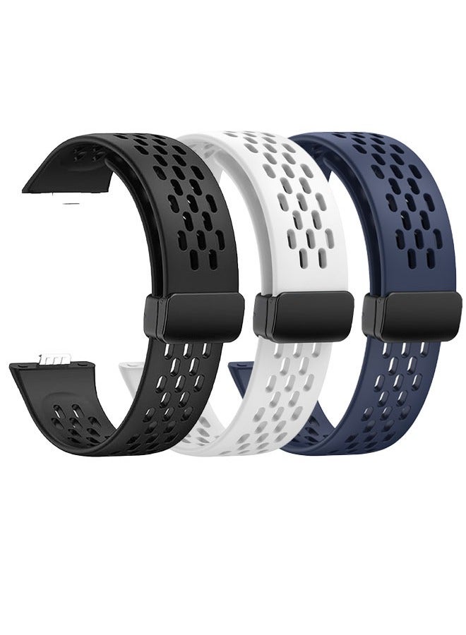 حَبْل تِك السيليكون الرياضة ساعة الشريط / ساعة الشريط ل هواوي ساعة تناسب 3 / تناسب 4 / تناسب 4 برو سمارت ووتش أبيض+الأسود+أزرق - Image 1