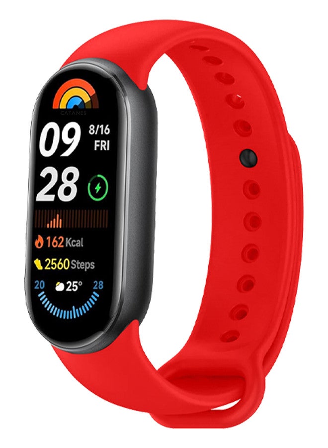 CATANES Strap Soft Silicone Replacement Sport Wristband for Xiaomi Mi Band 8 and 9 Watch Band Accessories for Women Men Red - Image 2