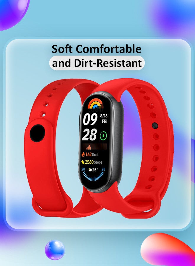 CATANES Strap Soft Silicone Replacement Sport Wristband for Xiaomi Mi Band 8 and 9 Watch Band Accessories for Women Men Red - Image 5