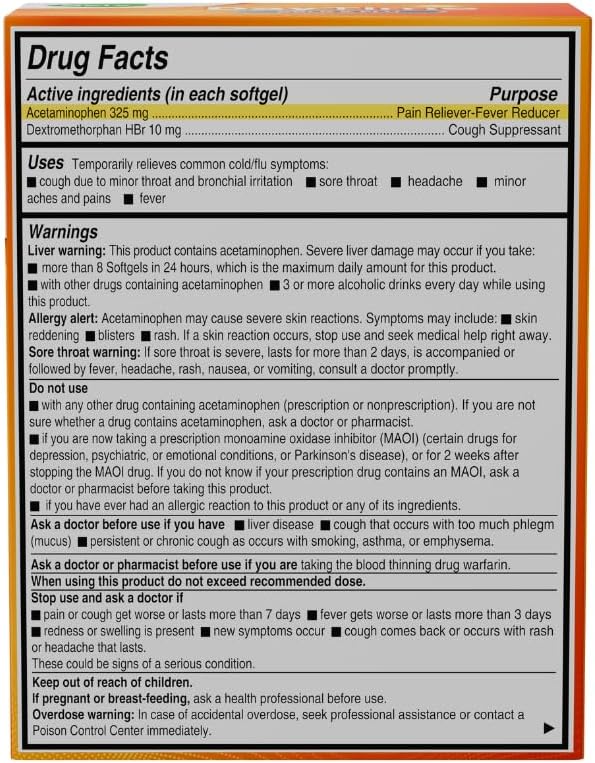 AXIV Daytime MultiSymptom Daytime Cold and Flu Relief Softgels NonDrowsy Cold Medicine Relief of Pain Sore Throat Minor Aches and Pains Fever Cough 24 Count - Image 2