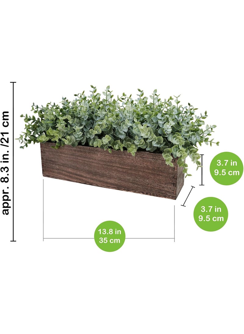 Winlyn Winlyn 14 Artificial Eucalyptus in Rectangular Wood Planter Box Faux Plants Arrangement Centerpiece Wooden Potted Eucalyptus Plant for Farmhouse Wedding Dining Table Centerpiece Greenery Mantel Dcor  - Image 4