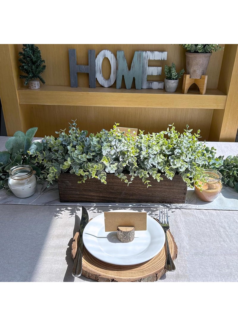 Winlyn Winlyn 14 Artificial Eucalyptus in Rectangular Wood Planter Box Faux Plants Arrangement Centerpiece Wooden Potted Eucalyptus Plant for Farmhouse Wedding Dining Table Centerpiece Greenery Mantel Dcor  - Image 5