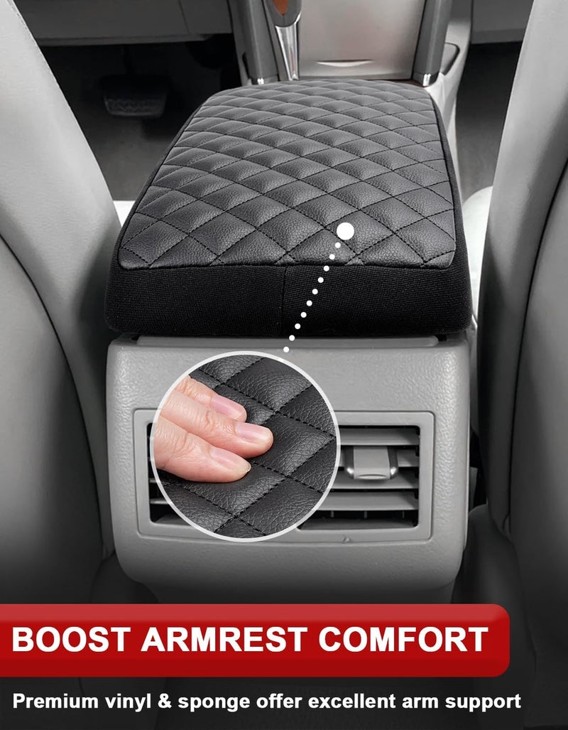 KBH غطاء مسند ذراع وحدة التحكم المركزية Auto Center لتويوتا كامري 2007-2011، وسادة حماية وحدة التحكم من جلد PU، تخصيص داخلي، مضاد للانزلاق، وسادة مسند الذراع أسود - Image 3