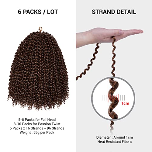 AU-THEN-TIC Water Wave Crochet Braids Hair, 22 Inch, 6 Packs, Synthetic Extensions for Passion Twists, Butterfly Locs, and Bohemian Styles, (30, Light Auburn) - Image 3
