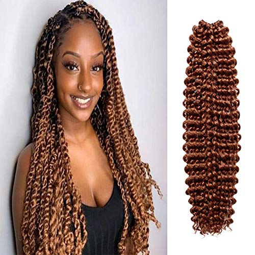AU-THEN-TIC Water Wave Crochet Braids Hair, 22 Inch, 6 Packs, Synthetic Extensions for Passion Twists, Butterfly Locs, and Bohemian Styles, (30, Light Auburn) - Image 1