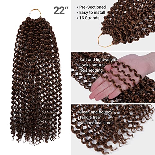 AU-THEN-TIC Water Wave Crochet Braids Hair, 22 Inch, 6 Packs, Synthetic Extensions for Passion Twists, Butterfly Locs, and Bohemian Styles, (30, Light Auburn) - Image 4