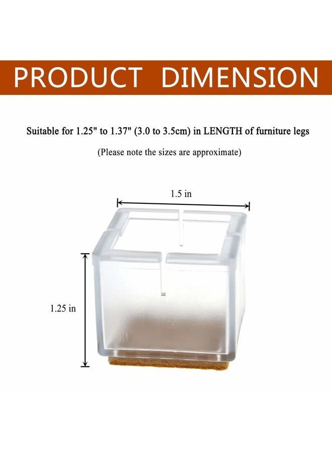 WarmHut 16 Pcs Chair Leg Floor Protectors Caps, Transparent Clear Furniture Foot Covers Silicone Chair Leg Caps with Felt Pads to Prevent Scratches & Reduce Noise, Square - Image 2