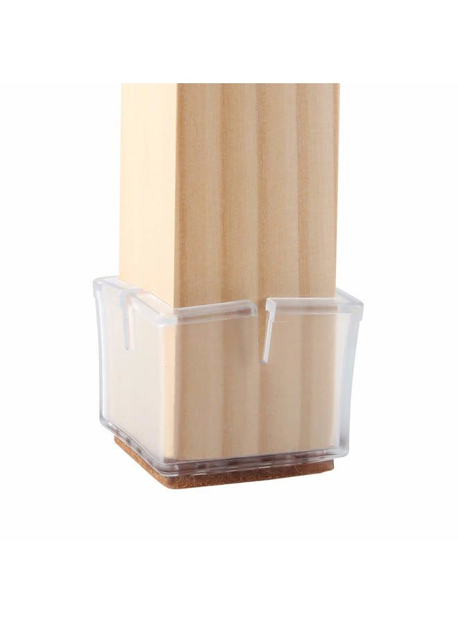 WarmHut 16 Pcs Chair Leg Floor Protectors Caps, Transparent Clear Furniture Foot Covers Silicone Chair Leg Caps with Felt Pads to Prevent Scratches & Reduce Noise, Square - Image 4