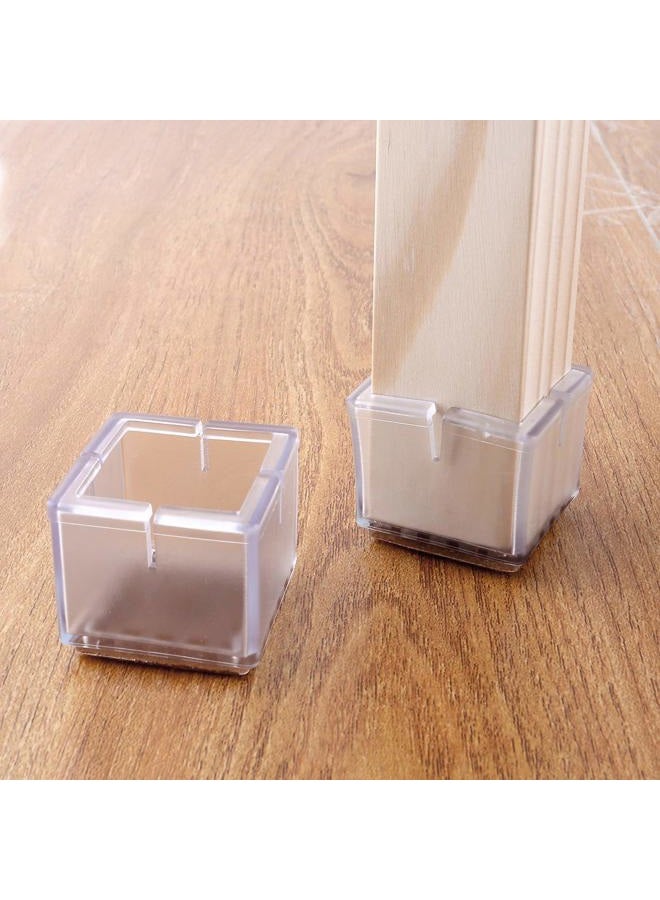 WarmHut 16 Pcs Chair Leg Floor Protectors Caps, Transparent Clear Furniture Foot Covers Silicone Chair Leg Caps with Felt Pads to Prevent Scratches & Reduce Noise, Square - Image 5
