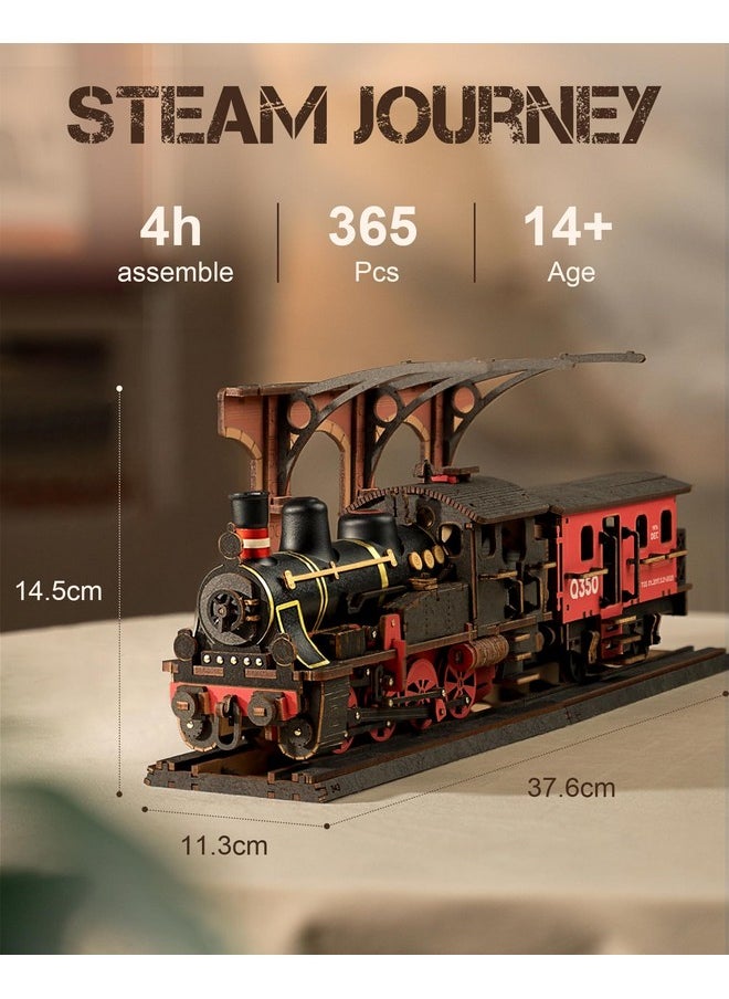 Robotime 3D Puzzles For Adults Wooden Puzzle Diy Model Steampunk Train Kit To Build Wood Craft Kit Toy Hobby Gift Home Decor (Steam Journey)  - Image 3