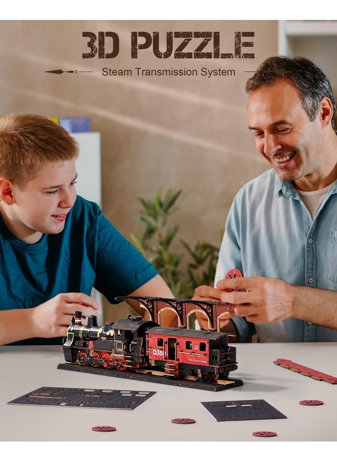 Robotime 3D Puzzles For Adults Wooden Puzzle Diy Model Steampunk Train Kit To Build Wood Craft Kit Toy Hobby Gift Home Decor (Steam Journey)  - Image 4